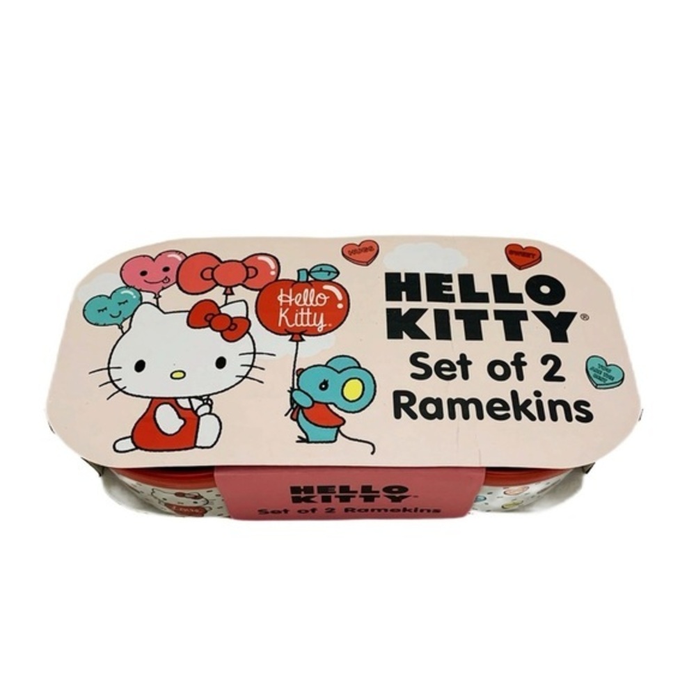 Hello Kitty Set of 2 Valentine’s Day Ramekins decorated w/ Candy Hearts Sprinkle